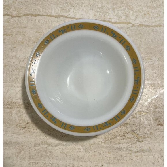 Anchor Hocking 927 Anchorware Milk Glass Cereal/Soup Bowl 7.5” Egyptian Motif - Picture 1 of 4
